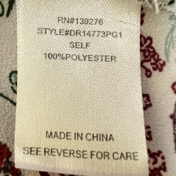 DR2 by Daniel Rainn Multi-Color Floral 3/4 Sleeve Split Neck Tunic Blouse-Sz Med - Picture 10 of 11